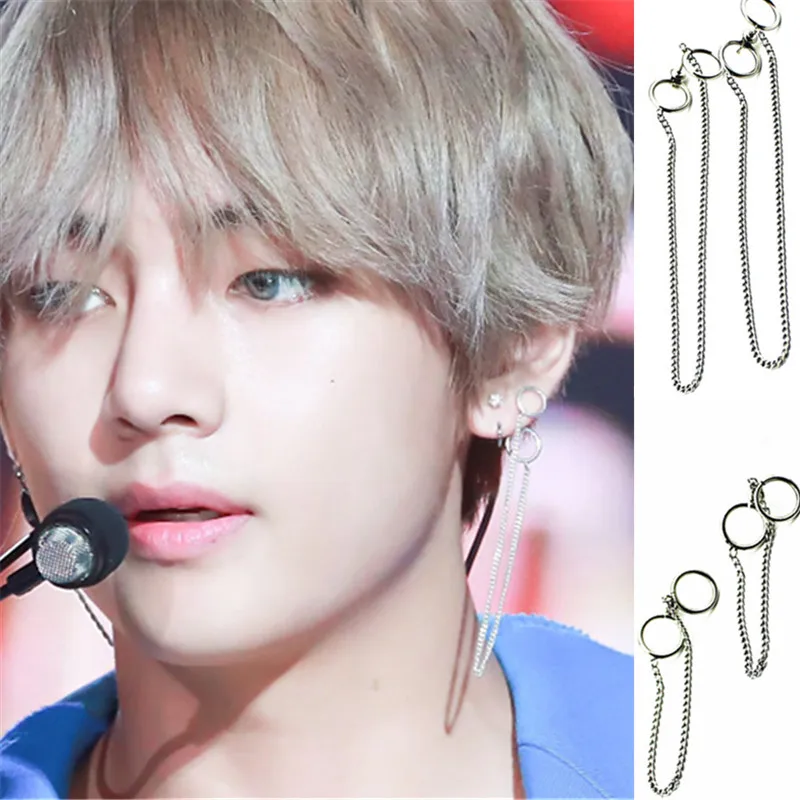 KPOP DNA корейские серьги кисточки из титановой нержавеющей стали с V образной