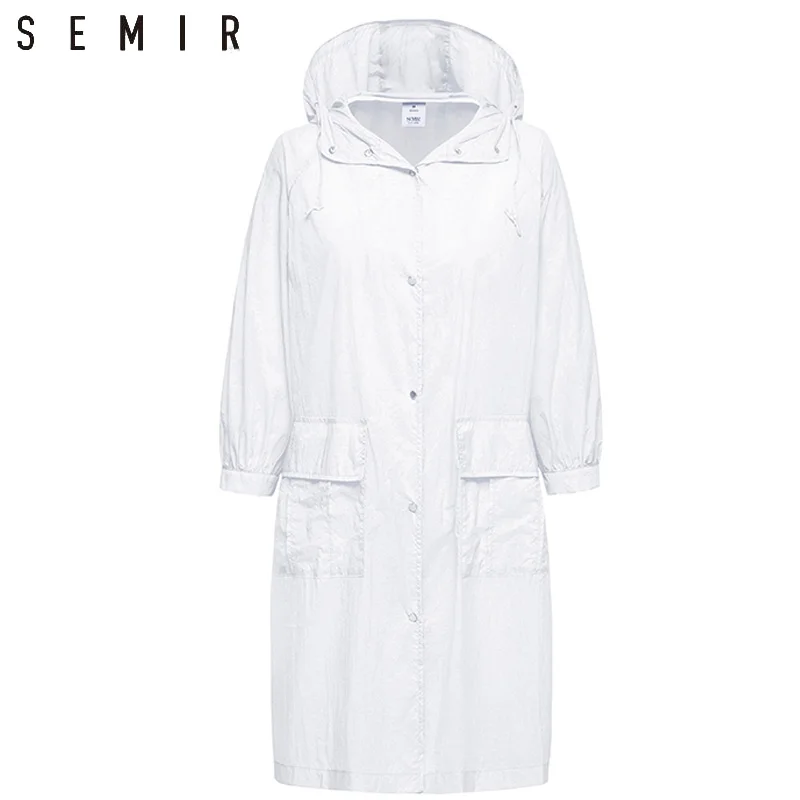 SEMIR Женская мода Стиль свободного кроя пальто пояс белый Длинная Верхняя одежда
