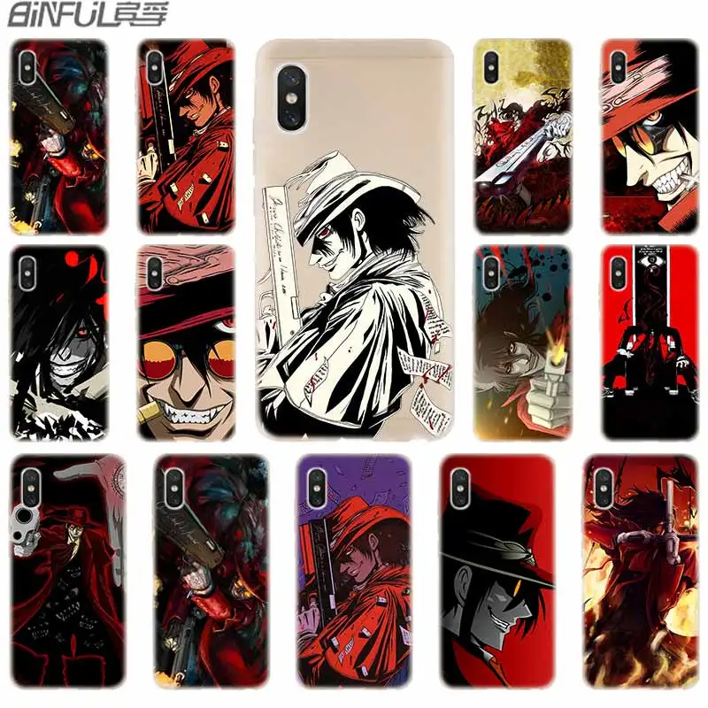 Фото Мягкий Силиконовый ТПУ чехол для Xiaomi Mi 10 8 9 CC9 A1 A2 A3 Lite SE MAX 3 mix 2s 5X 6X аниме Hellsing Alucard Fan