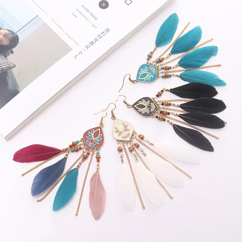 LEADERBEADS Women's Ethnic Colour Drawing Bohemian Beads Feather Long Fringe Earrings Girl's Beach Party Fashion Jewelry 2019
LEADERBEADS Women's Ethnic Colour Drawing Bohemian Beads Feather Long Fringe Earrings Girl's Beach Party Fashion Jewelry 2019