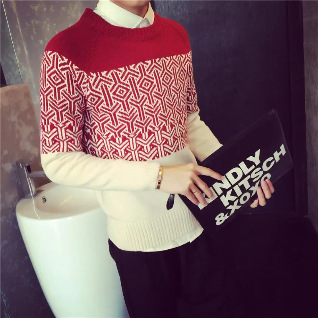 New Fashion Knitted O-neck Full Pullovers Sweaters Men Geometric Patchwork Wool Sweater Male Casual Wear Winter Pullover Men
New Fashion Knitted O-neck Full Pullovers Sweaters Men Geometric Patchwork Wool Sweater Male Casual Wear Winter Pullover Men