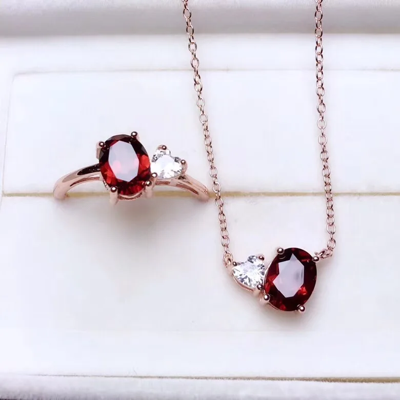 fashion natural garnet ring and necklace jewelry set for women real 925 silver good red color girl party birthday gift sale
fashion natural garnet ring and necklace jewelry set for women real 925 silver good red color girl party birthday gift sale