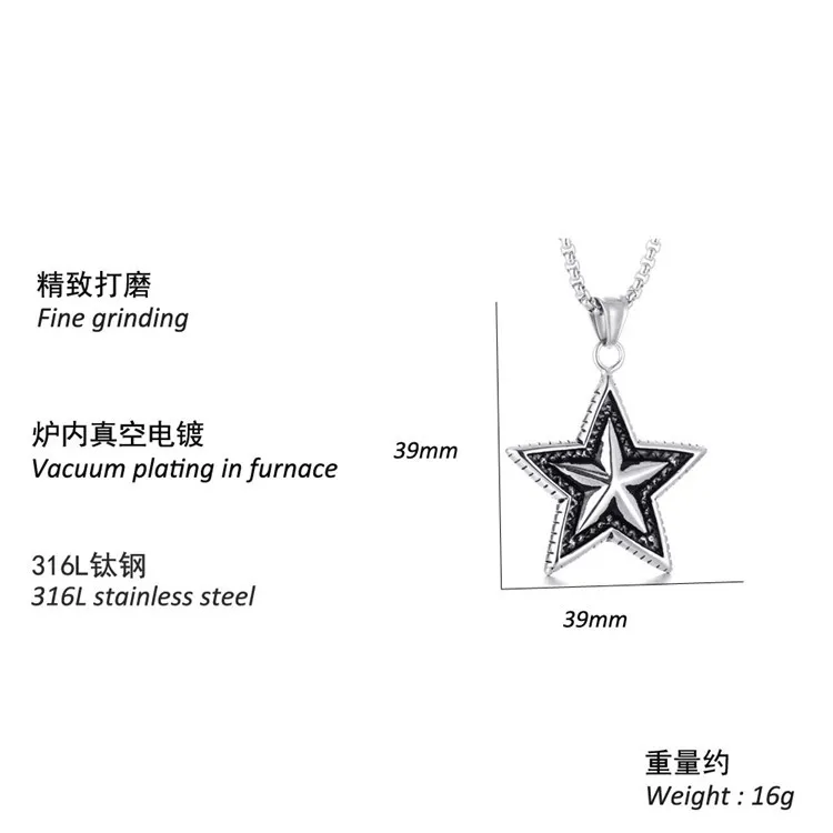 Gothic Black High Polished Silver Tone Enamel 316L Pentacle Stainless Steel Pendant Necklace W/ SS Chain 60 CM
Gothic Black High Polished Silver Tone Enamel 316L Pentacle Stainless Steel Pendant Necklace W/ SS Chain 60 CM