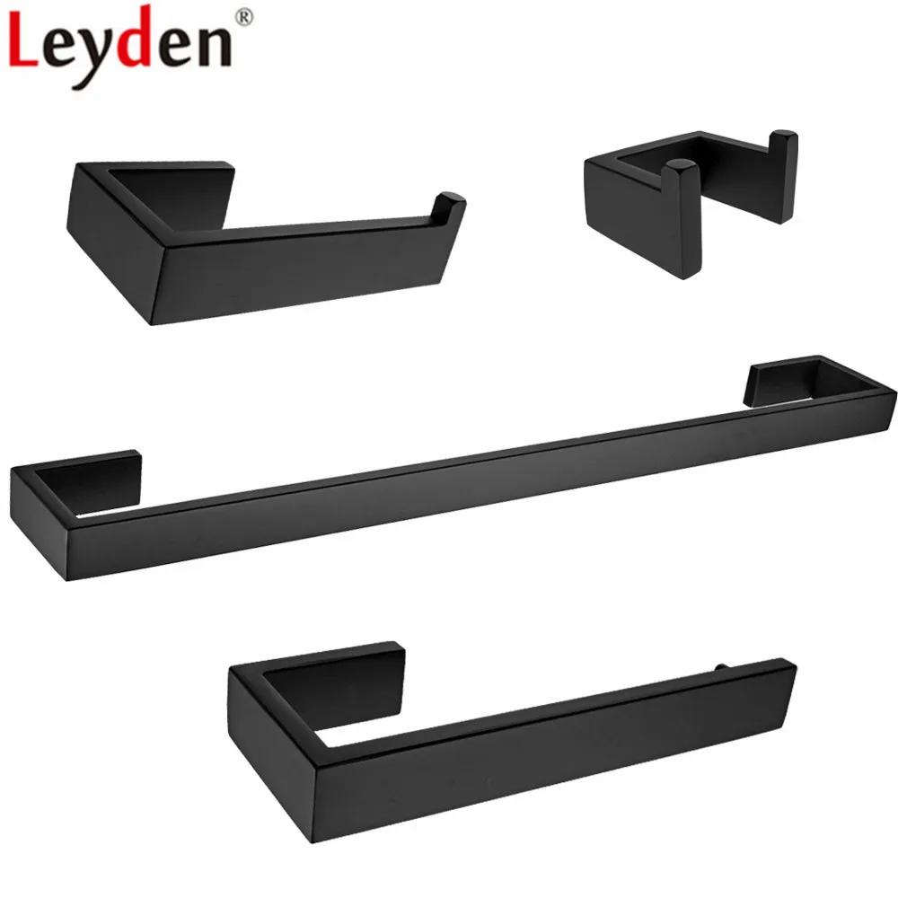 Leyden 304 Stainless Steel 4pcs Bathroom Accessories Set Black Single Towel Bar Toilet Paper Holder Towel Ring Robe Hook
Leyden 304 Stainless Steel 4pcs Bathroom Accessories Set Black Single Towel Bar Toilet Paper Holder Towel Ring Robe Hook