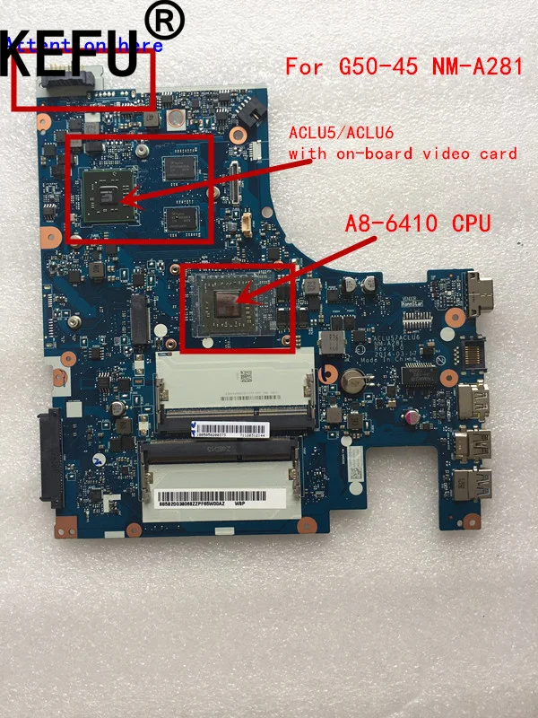 Kefu материнская плата для ноутбука Lenovo g50-45 a8-6410 Процессор nm-a281 REV: 1.0 DDR3 100%
