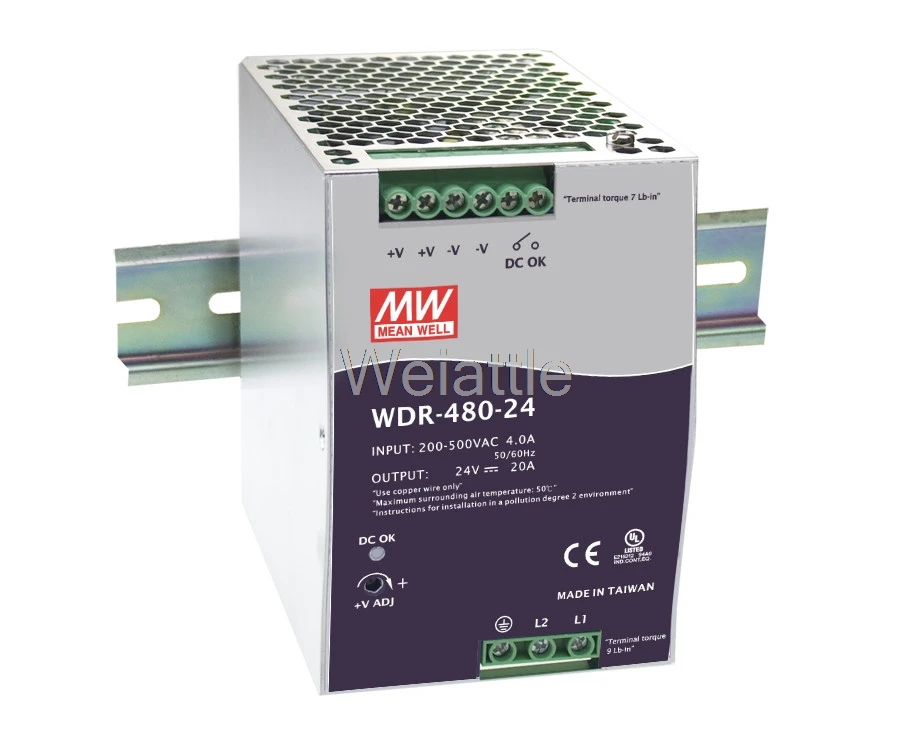 MEAN WELL original WDR-480-48 48V 10A meanwell WDR-480 48V 480W Single Output Industrial DIN RAIL Power Supply
MEAN WELL original WDR-480-48 48V 10A meanwell WDR-480 48V 480W Single Output Industrial DIN RAIL Power Supply