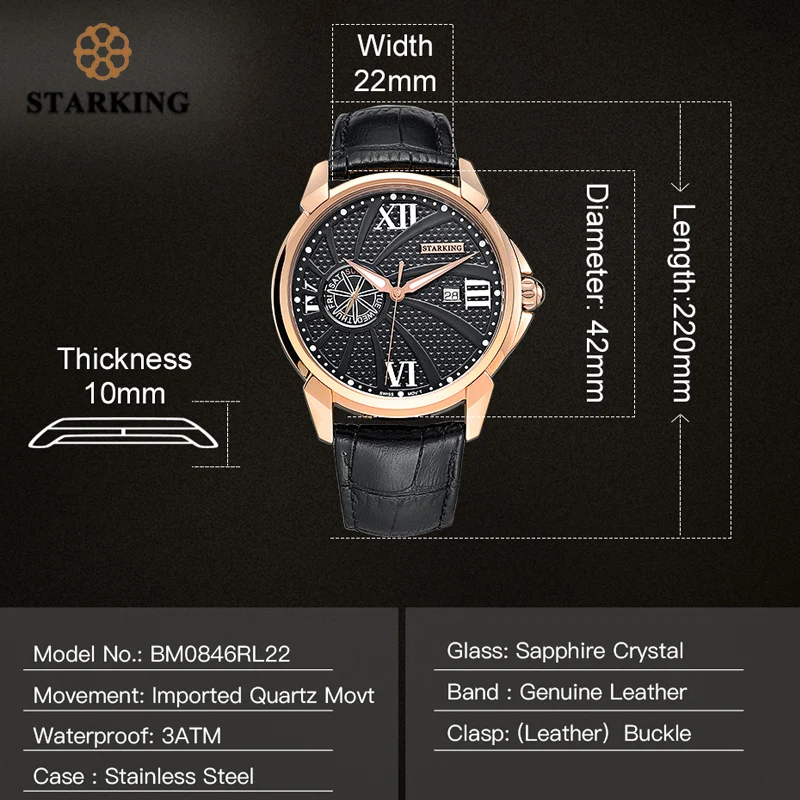 STARKING Watches Men Fashion Watch 2018 Black Luxury Steel Quartz Watch Sapphire Crystal Male Sport Wristwatch Relogio Masculino
STARKING Watches Men Fashion Watch 2018 Black Luxury Steel Quartz Watch Sapphire Crystal Male Sport Wristwatch Relogio Masculino