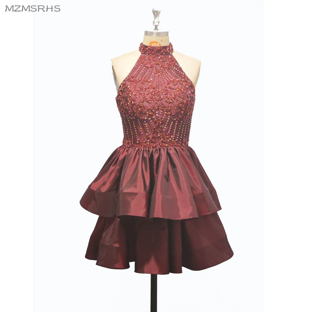 Ajax 2017 vestido de formatura зеленые платья из тафты с бисером и кристаллами короткие