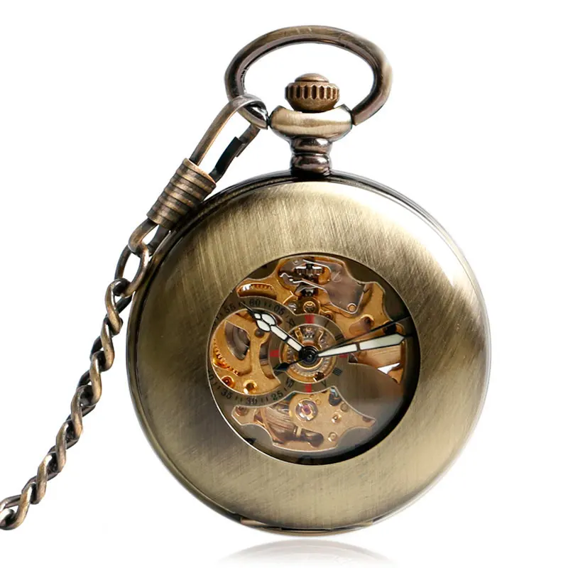 Vintage Bronze Steampunk Pocket Watch Automatic Mechanical Retro Copper Fob Pendant Watches Men Women Smooth Case Hour Gift
Vintage Bronze Steampunk Pocket Watch Automatic Mechanical Retro Copper Fob Pendant Watches Men Women Smooth Case Hour Gift