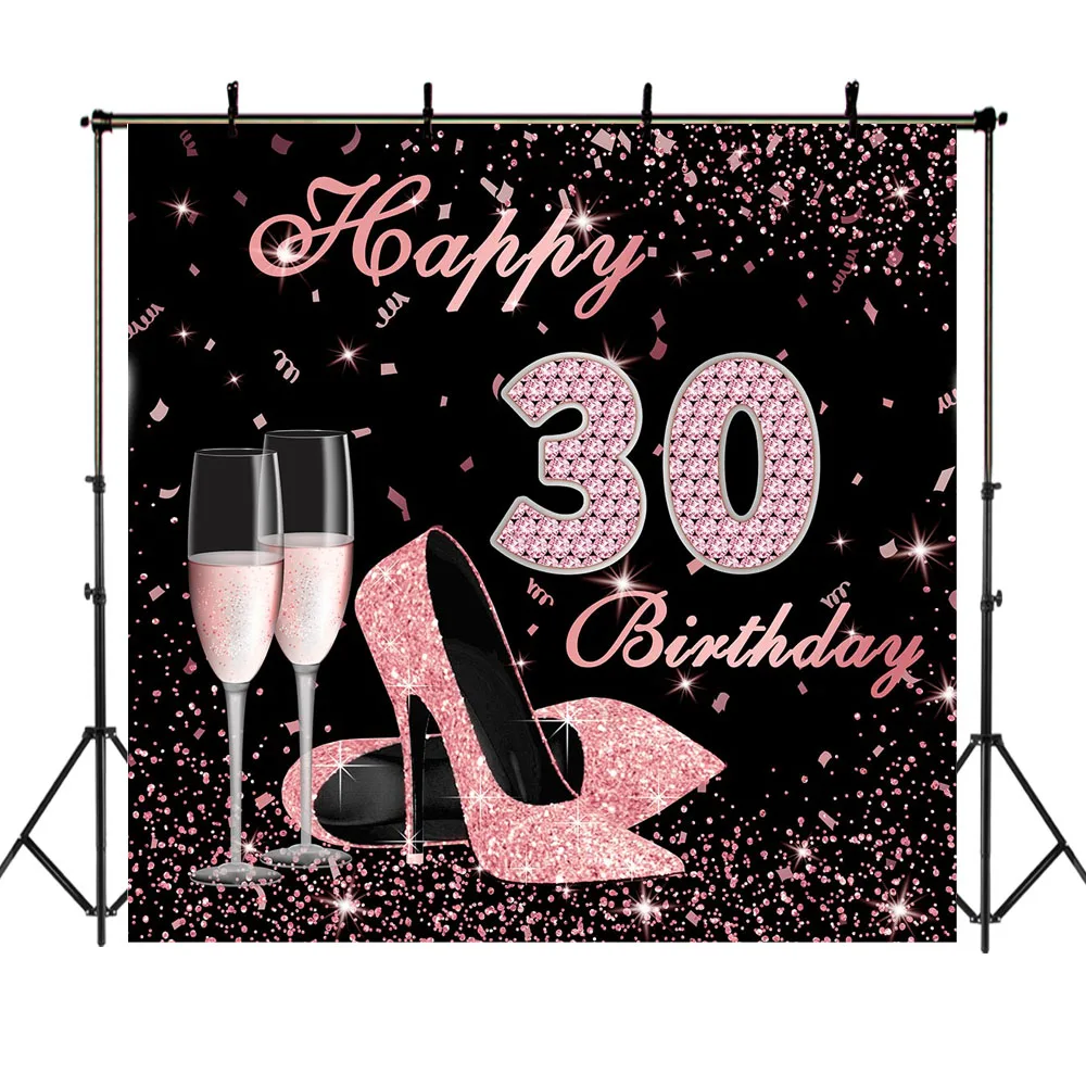 Happy 30th Birthday Backdrop High Heels Elegant Lady Photography Background Rose Gold Diamond Champagne Photo Backdrops
Happy 30th Birthday Backdrop High Heels Elegant Lady Photography Background Rose Gold Diamond Champagne Photo Backdrops