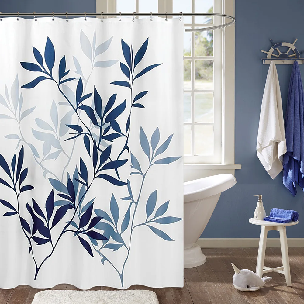 New Blue Leaf Printed Shower Curtain Waterproof Mildew Polyester Toilet Partition Curtain Bathroom Curtain with Hooks Home Decor
New Blue Leaf Printed Shower Curtain Waterproof Mildew Polyester Toilet Partition Curtain Bathroom Curtain with Hooks Home Decor