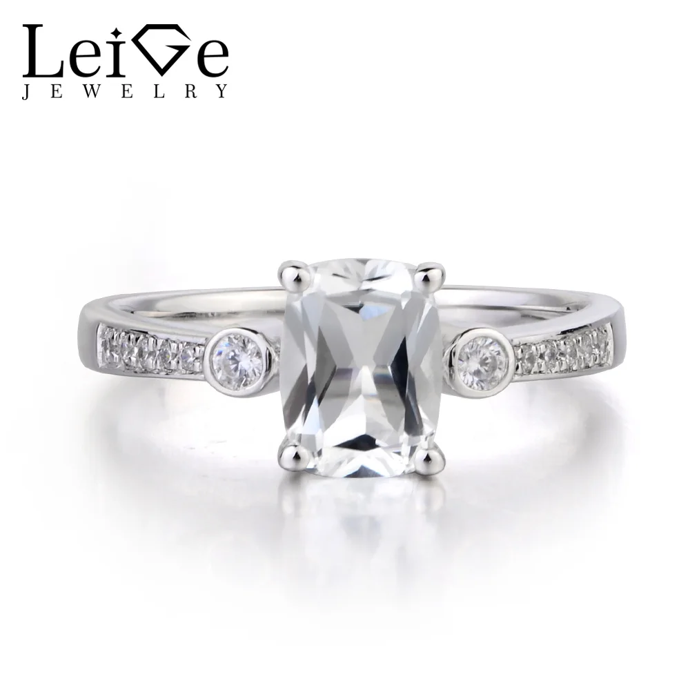 Leige Jewelry Natural White Topaz Ring Cushion Cut Fine Gemstone Birthstone Wedding Engagement Ring 925 Sterling Silver Ring
Leige Jewelry Natural White Topaz Ring Cushion Cut Fine Gemstone Birthstone Wedding Engagement Ring 925 Sterling Silver Ring