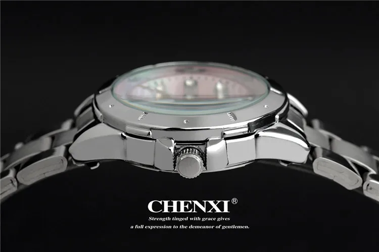 Элегантные женские деловые кварцевые часы CHENXI стразы из нержавеющей стали