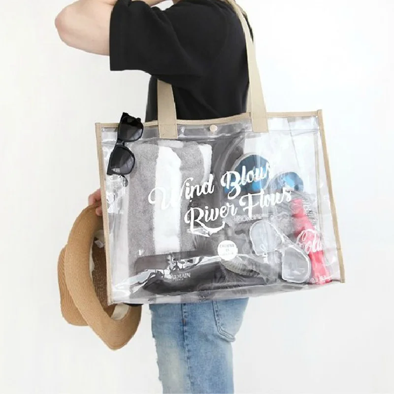 Casual shoulder bag PVC waterproof storage bag swimming portable clothing fashion transparent beach bag summer tote bag DHX185
Casual shoulder bag PVC waterproof storage bag swimming portable clothing fashion transparent beach bag summer tote bag DHX185