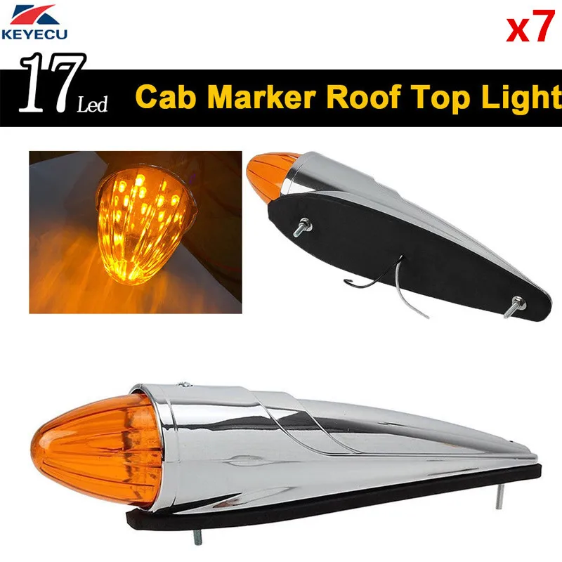 KEYECU 7 Pack 17LED Cab Roof Light Chrome Cab Marker Clearance Roof Running Top Light Assembly for Heavy Duty Trucks Peterbilt
KEYECU 7 Pack 17LED Cab Roof Light Chrome Cab Marker Clearance Roof Running Top Light Assembly for Heavy Duty Trucks Peterbilt