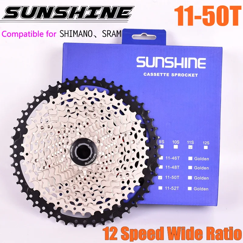 12 speed SUNSHINE 11-50T Bicycle Freewheel MTB wide than the MTB Bike different cassete SunRace 11-50T original bike parts
12 speed SUNSHINE 11-50T Bicycle Freewheel MTB wide than the MTB Bike different cassete SunRace 11-50T original bike parts