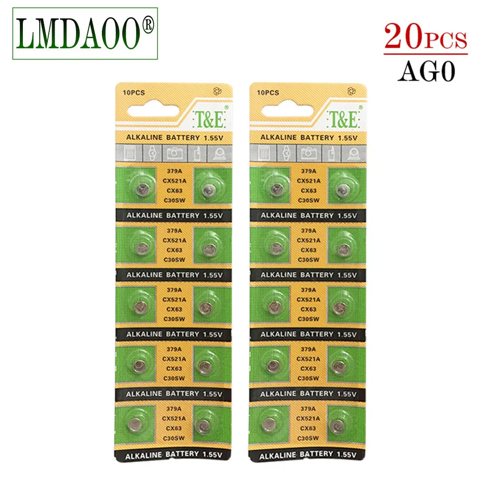 Высокая мощность продажи + 20 шт 1 55 V AG0 LR521 SR521SW 379 кнопочные батареи для монет