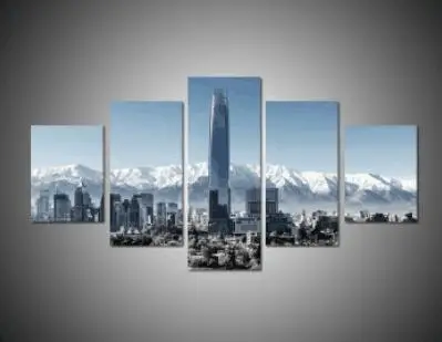 Hot Sales 5 Panels Picture modern City HD Canvas Print Painting Artwork Wall Art Canvas painting City Building