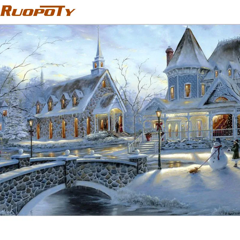 RUOPOTY Frame Snow Landscape Diy Painting By Number Hand Painted Oil Painting For Home Decoration With Frame 40x50cm Unique Gift
RUOPOTY Frame Snow Landscape Diy Painting By Number Hand Painted Oil Painting For Home Decoration With Frame 40x50cm Unique Gift