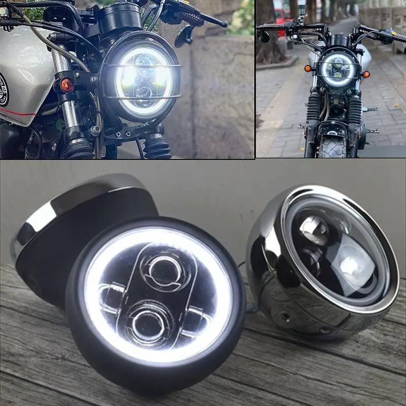 6.5" Universal Retro Motorcycle Cafe Racer Modified LED White Aperture Day Head Headlights for GN125 CG125
6.5" Universal Retro Motorcycle Cafe Racer Modified LED White Aperture Day Head Headlights for GN125 CG125