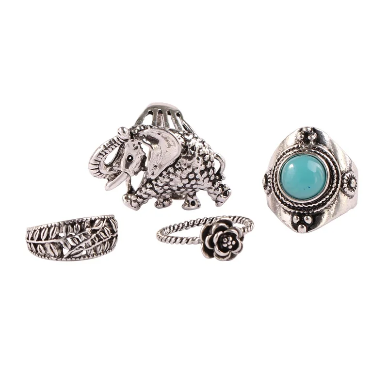 MIARA.L cross-border sources fashion accessories a set of four ring set lady blue vintage elephant combination ring
MIARA.L cross-border sources fashion accessories a set of four ring set lady blue vintage elephant combination ring