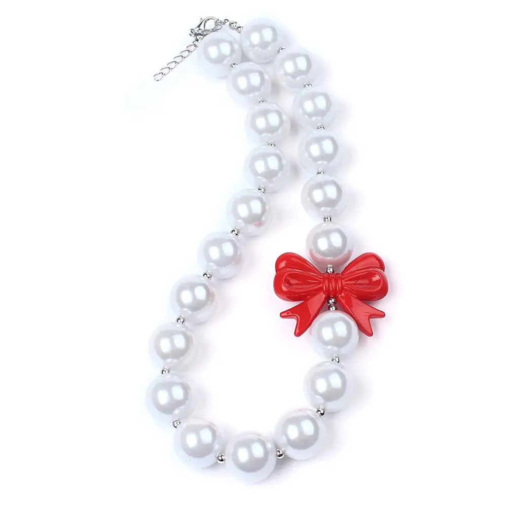 wholesale 5PCS New Fashion Kids White Pearl Chunky Necklace Girls Chain White Bubblegum Beads Necklace with Red Bow Charm
wholesale 5PCS New Fashion Kids White Pearl Chunky Necklace Girls Chain White Bubblegum Beads Necklace with Red Bow Charm