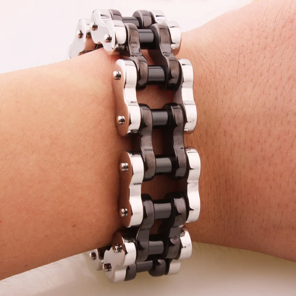 22mm Wide Cool Heavy Stainless Steel Silver Color And Black Motorcycle Bike Chain Mens Male Bracelet Bangle 9inch Boyfriend Gift
22mm Wide Cool Heavy Stainless Steel Silver Color And Black Motorcycle Bike Chain Mens Male Bracelet Bangle 9inch Boyfriend Gift