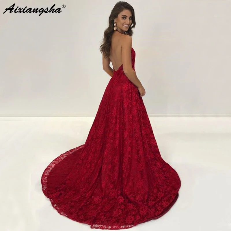 Burgundy Evening Dress Lace High Split Backless Halter A Line Long Formal Dresses High Quality Cheap Evening Gown Gowns
Burgundy Evening Dress Lace High Split Backless Halter A Line Long Formal Dresses High Quality Cheap Evening Gown Gowns