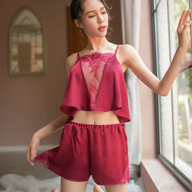 Yhotmeng sexy temptation pajamas female split thin section micro-transparent ice silk lace pajamas set
Yhotmeng sexy temptation pajamas female split thin section micro-transparent ice silk lace pajamas set