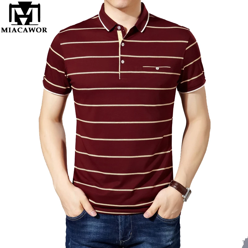 MIACAWOR New Slim Fit Polo shirts Men Cotton Fashion Striped Men Summer Short sleeve Tee shirt Homme Casual Camisa T718
MIACAWOR New Slim Fit Polo shirts Men Cotton Fashion Striped Men Summer Short sleeve Tee shirt Homme Casual Camisa T718