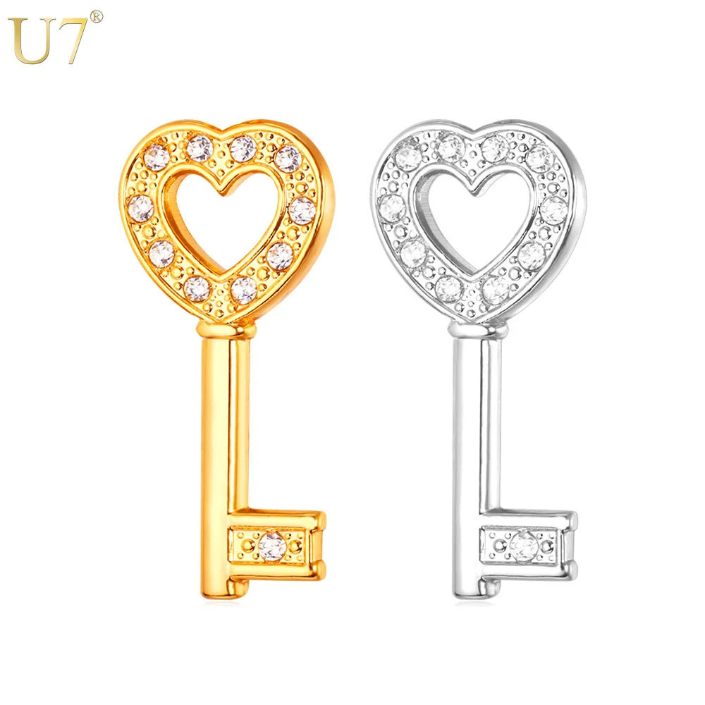 U7 Key Brooches With Heart Jewelry Women Romantic Gift Wholesale Gold Color Crystal Brooch Pin Key Jewelry B112
U7 Key Brooches With Heart Jewelry Women Romantic Gift Wholesale Gold Color Crystal Brooch Pin Key Jewelry B112