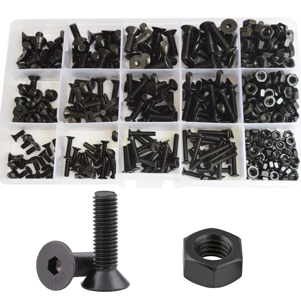 Hex Flat Head Socket Cap Machine Screw Thread Metric Countersunk Hexagon Bolt Nut Alloy Steel Black Assortment Kit Set M3 M4 M5
Hex Flat Head Socket Cap Machine Screw Thread Metric Countersunk Hexagon Bolt Nut Alloy Steel Black Assortment Kit Set M3 M4 M5