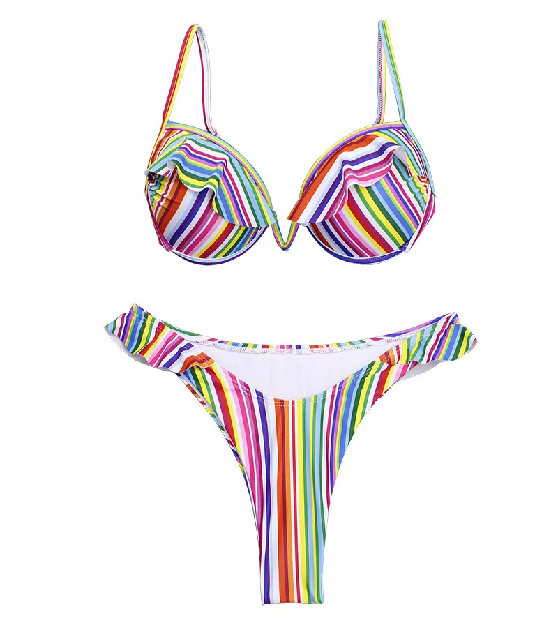 Women Bikini Two Pieces Rainbow Stripped Leopard Print Swimsuit Summer Beach Swimwear for Women Bathing Suits Lady Swimsuit
Women Bikini Two Pieces Rainbow Stripped Leopard Print Swimsuit Summer Beach Swimwear for Women Bathing Suits Lady Swimsuit