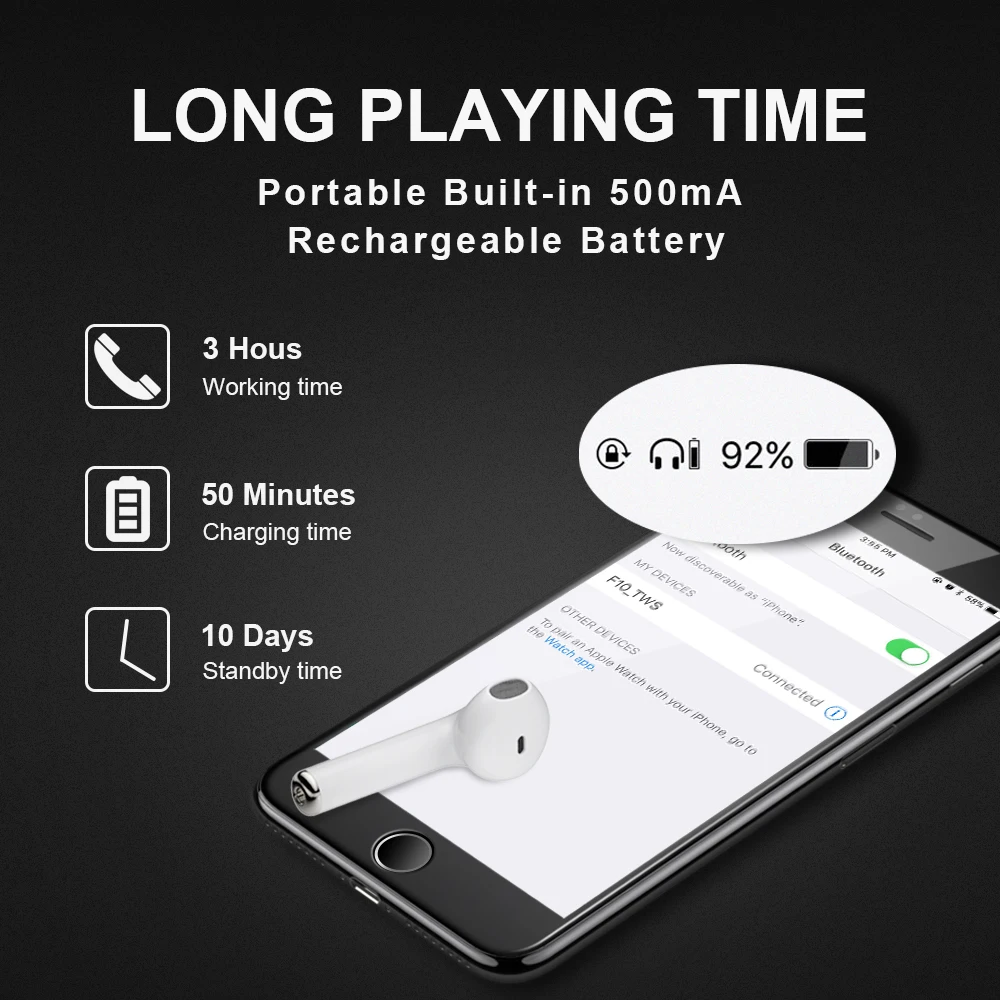 Дебетовые беспроводные наушники для iPhone X 8 8Plus Bluetooth 4 1 аудио стерео Samsung S9 Xiaomi