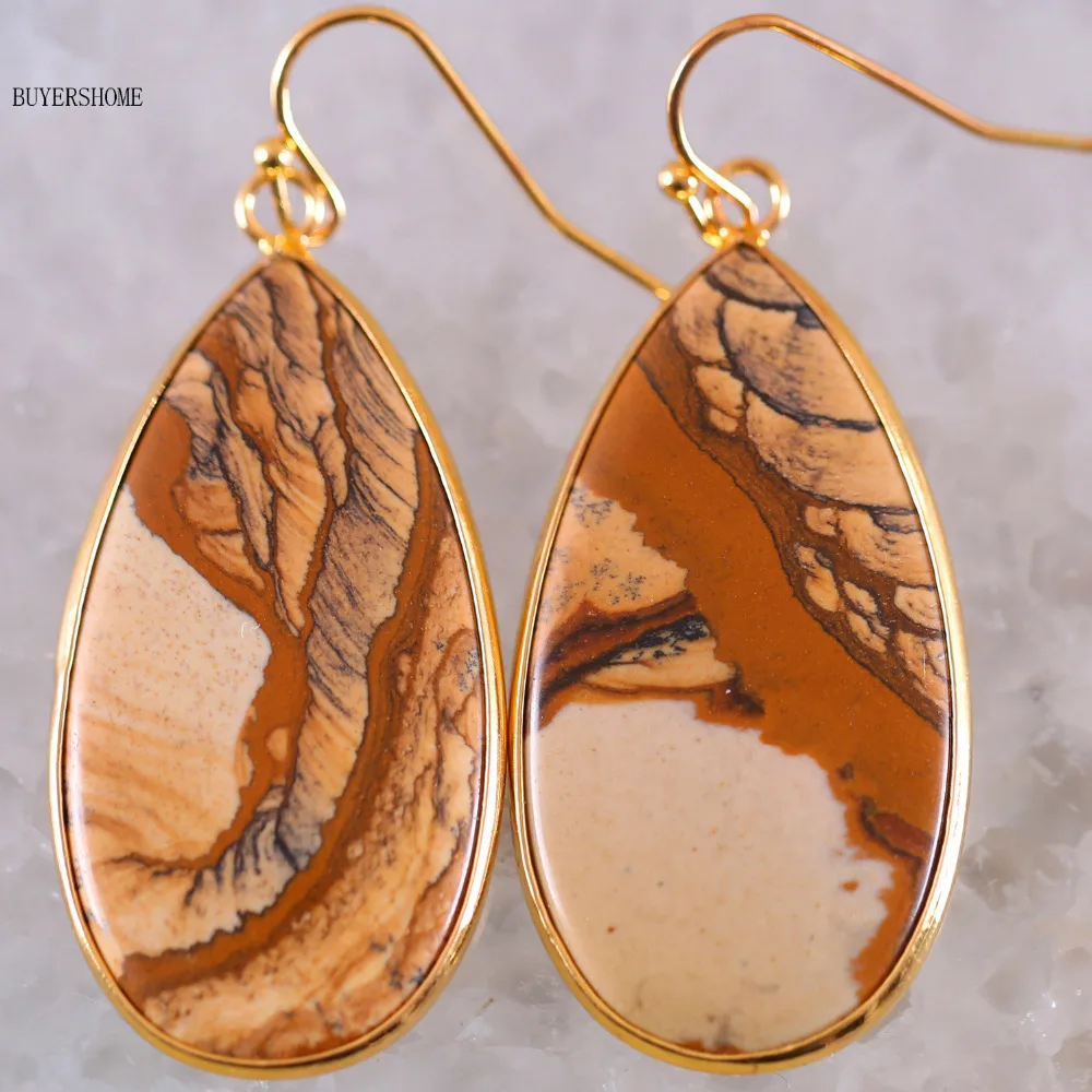 Jewelry Gift for Women 40x21MM Orange Picture Stone Water Drop Beads Dangle Earring 1Pair U023
Jewelry Gift for Women 40x21MM Orange Picture Stone Water Drop Beads Dangle Earring 1Pair U023