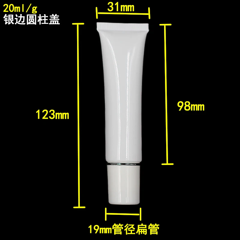 50pcs wholesale 20 ML plastic soft cosmetic container for eye cream, empty 20G white plastic soft Tube with silver line lid
50pcs wholesale 20 ML plastic soft cosmetic container for eye cream, empty 20G white plastic soft Tube with silver line lid