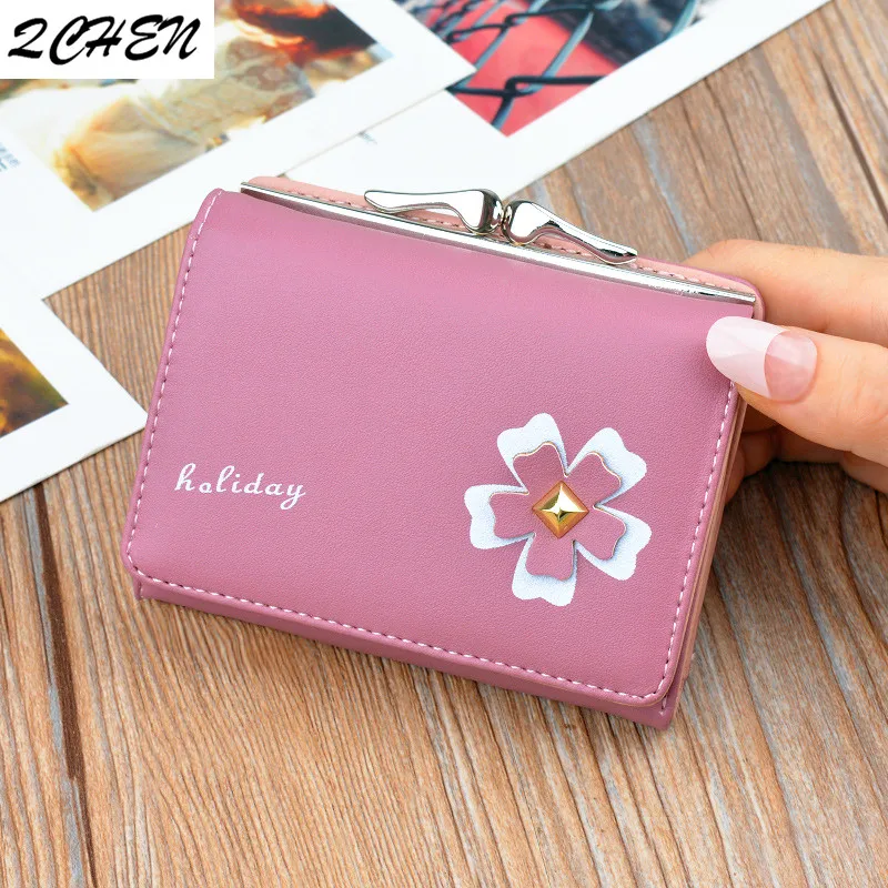 Women wallets Short Leather Small Brand Woman's wallet Purses female Coin Zipper Purse floral Credit lady Card Holder 445 | Багаж и