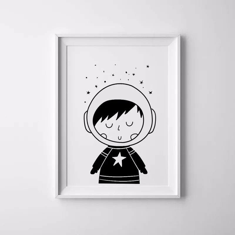 Стена холст черный и белый скандинавский декор для детской комнаты печать плакат