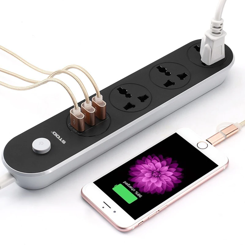 STOD 3 порта USB зарядное устройство 15 Вт розетка блок питания 2500 2в1 домашняя
