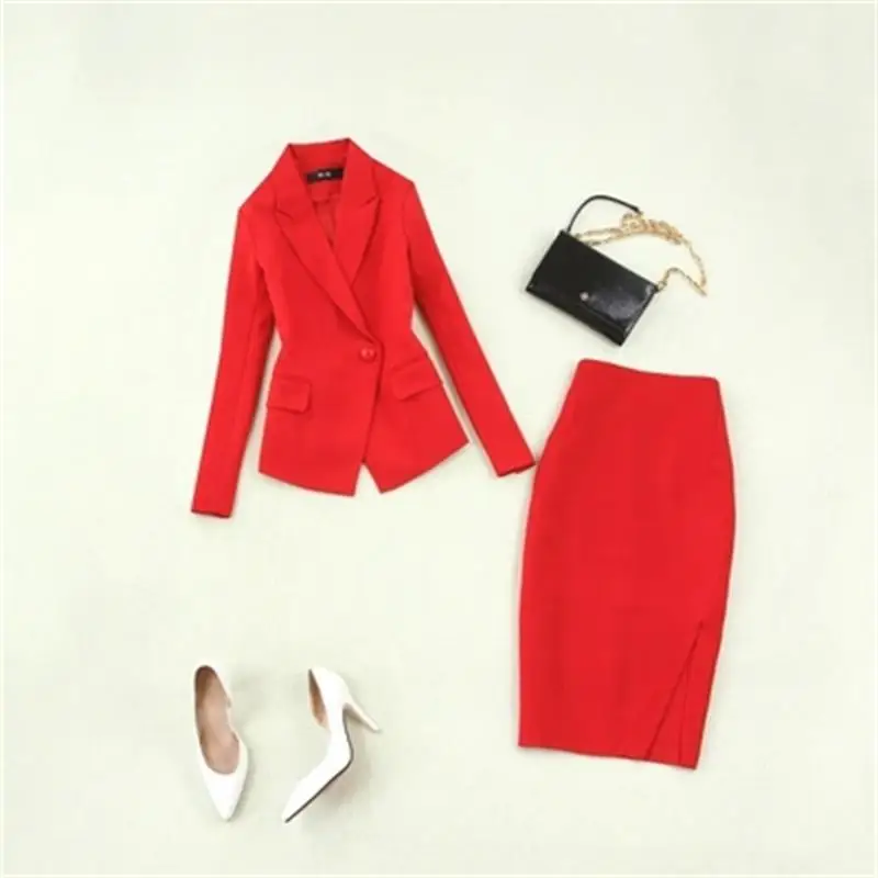 Women's Fashion suits Spring summer New Large size women's red suit + bag hip split skirt half skirt OL wind suit women
Women's Fashion suits Spring summer New Large size women's red suit + bag hip split skirt half skirt OL wind suit women
