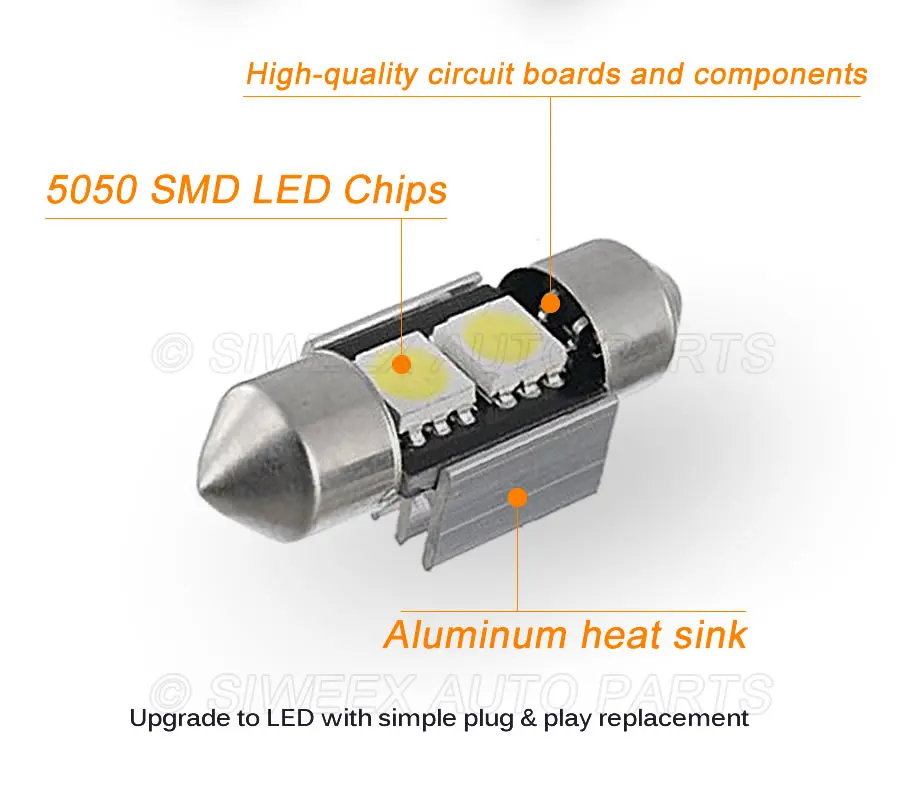 1 Pcs 31MM 5050 2 SMD Led Car Bulbs Festoon Dome Reading Lights Canbus No Error Free Interior DC 12V Super Bright White
1 Pcs 31MM 5050 2 SMD Led Car Bulbs Festoon Dome Reading Lights Canbus No Error Free Interior DC 12V Super Bright White