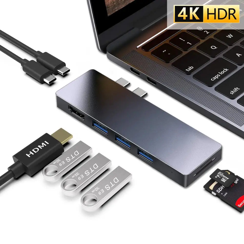 USB C Hub Multiport Dock Adapter for Apple MacBook Pro 13"&15" 2016,2017,2018,MacBook Air 2018,HDMI 4K,100W Power Delivery,40Gbp
USB C Hub Multiport Dock Adapter for Apple MacBook Pro 13"&15" 2016,2017,2018,MacBook Air 2018,HDMI 4K,100W Power Delivery,40Gbp