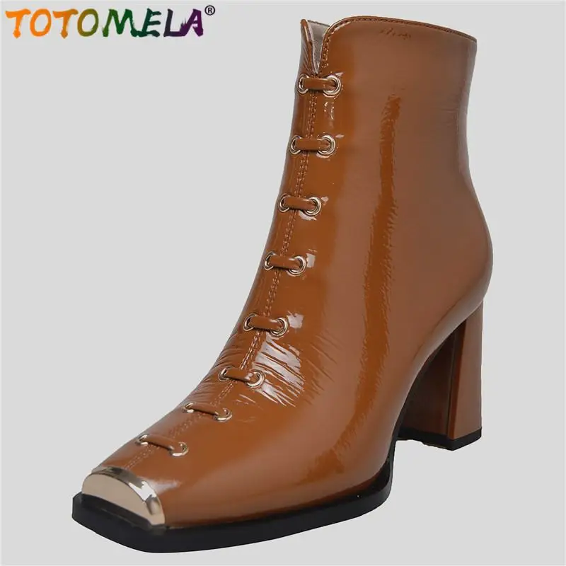 TOTOMELA 2022 New Full genuine leather boots women square high heels solid color retro zipper ankle boots for women black brown
TOTOMELA 2022 New Full genuine leather boots women square high heels solid color retro zipper ankle boots for women black brown