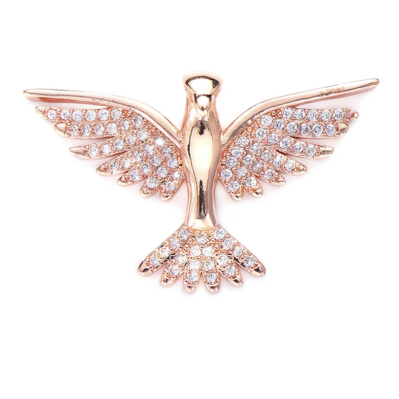 Pipitree Trendy Cubic Zirconia Flying Peace Pigeon Charm Beads fit Bracelet Pendant Necklace DIY Bird Charms Jewelry Accessories | Украшения