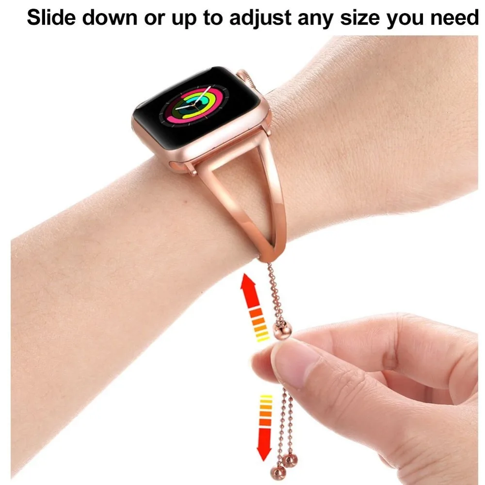  Женский браслет ремешок для наручных часов Apple Watch 38 мм 40 42 44 нержавеющая сталь