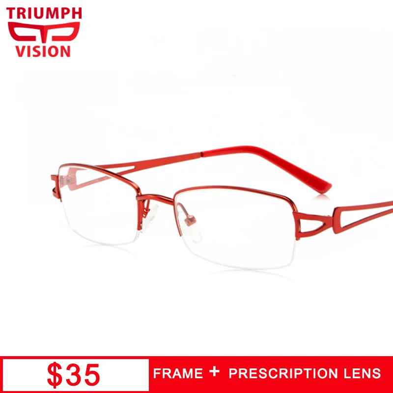 TRIUMPH VISION Red Women Reading Glasses Semi Rimless Metal Prescription 1.61 1.67 Index Eyewear Diopters Transparent Spectacles
TRIUMPH VISION Red Women Reading Glasses Semi Rimless Metal Prescription 1.61 1.67 Index Eyewear Diopters Transparent Spectacles