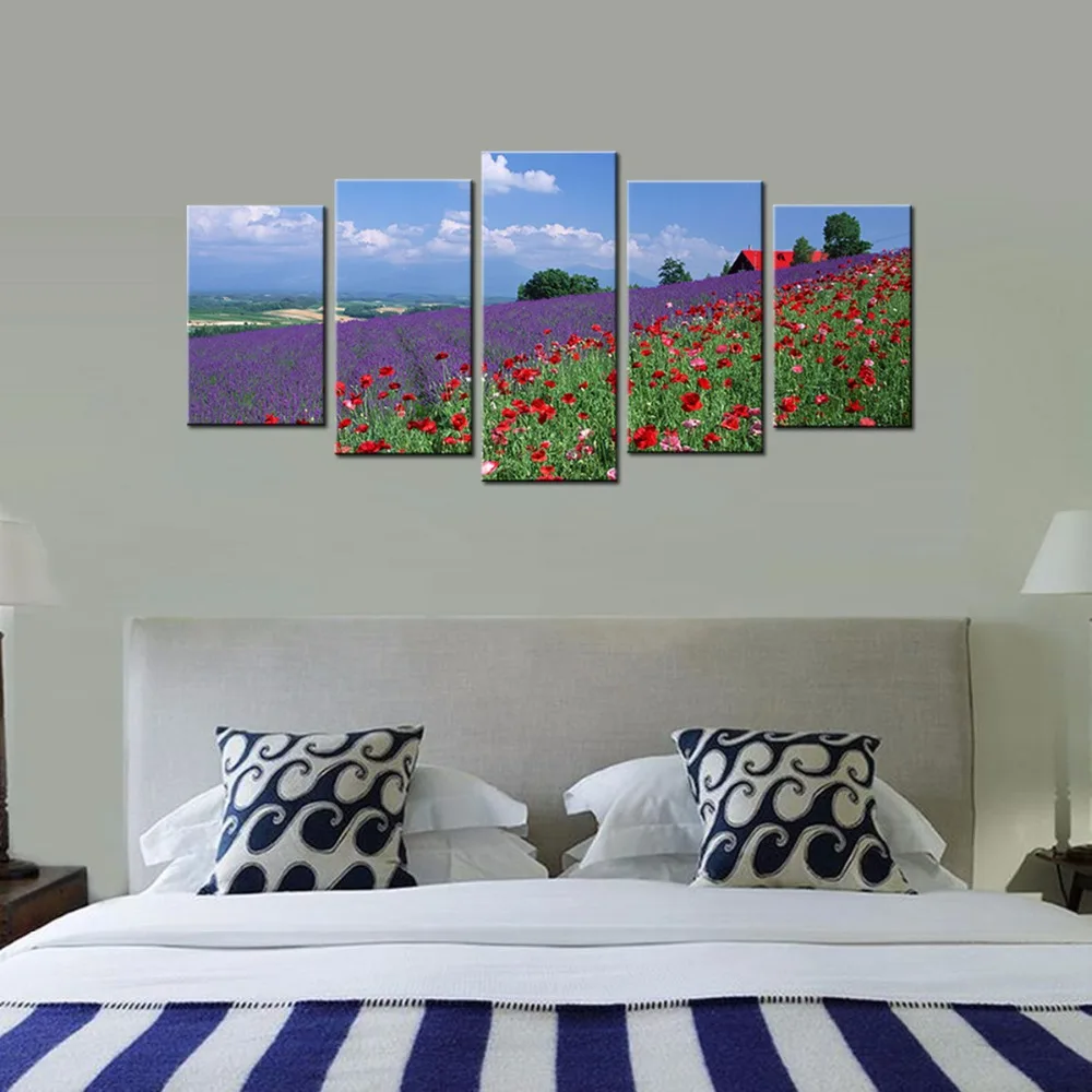 Modern Lavender and Red Poppies Artwork HD Landscape Art Set Abstract Flowers Scenery Pictures to Photo Painting on Canvas
Modern Lavender and Red Poppies Artwork HD Landscape Art Set Abstract Flowers Scenery Pictures to Photo Painting on Canvas