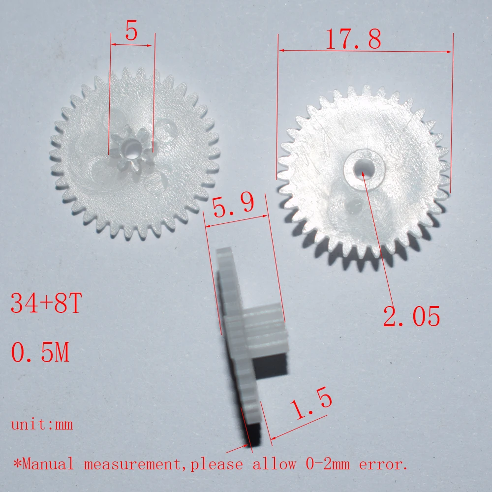 10/100pcs 34+8T 0.5M 2.1mm hole plastic gear dron rc car plane robot kids toys for boys diy baby accessories montessori GP34082B
10/100pcs 34+8T 0.5M 2.1mm hole plastic gear dron rc car plane robot kids toys for boys diy baby accessories montessori GP34082B