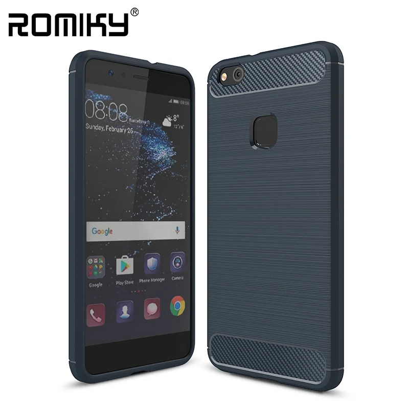 Romiky Soft TPU Case For Huawei P10 Lite Plus Brushed Silicone Back Cover Ascend P10lite Carbon Fiber Coque |