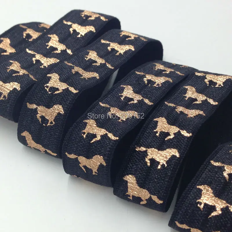 10yards/lot Fold Over Elastic With Copper Gold Foil Horse FOE 5/8" Wholesale DIY Headwear Elastic Ribbon Hair Accessories
10yards/lot Fold Over Elastic With Copper Gold Foil Horse FOE 5/8" Wholesale DIY Headwear Elastic Ribbon Hair Accessories